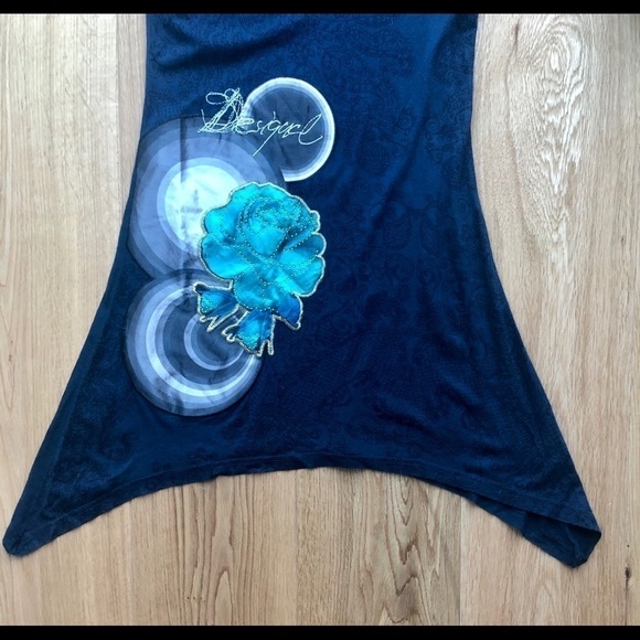 DESIGUAL BLUE FLORAL PRINT  MULTICOLOURED TUNIC - XS - Picture 10 of 16